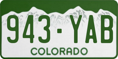 CO license plate 943YAB
