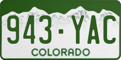 CO license plate 943YAC
