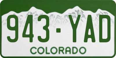 CO license plate 943YAD