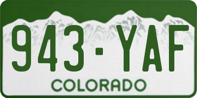 CO license plate 943YAF