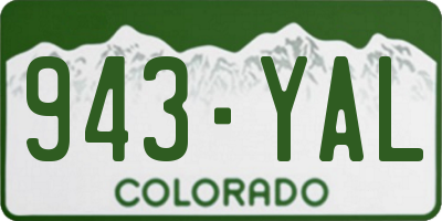CO license plate 943YAL