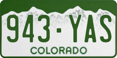 CO license plate 943YAS