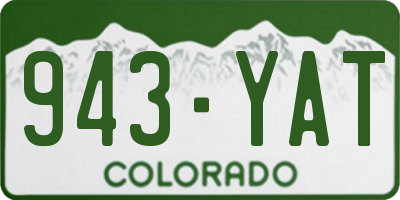 CO license plate 943YAT