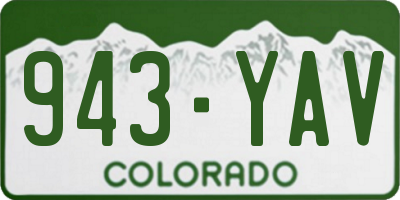 CO license plate 943YAV