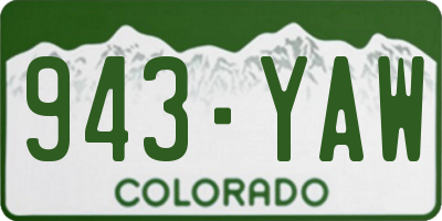CO license plate 943YAW
