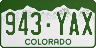 CO license plate 943YAX