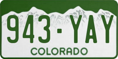 CO license plate 943YAY