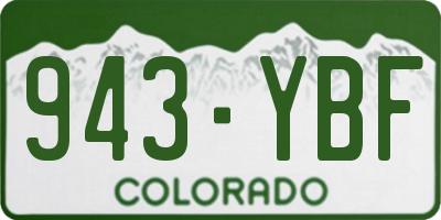 CO license plate 943YBF