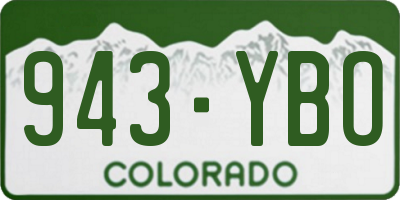 CO license plate 943YBO