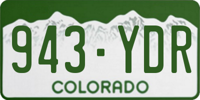 CO license plate 943YDR