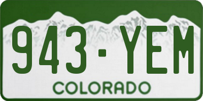 CO license plate 943YEM