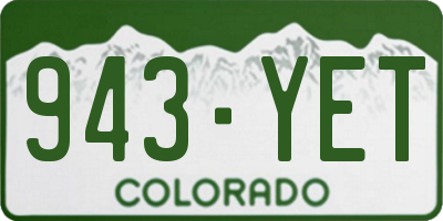 CO license plate 943YET