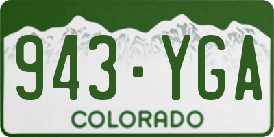 CO license plate 943YGA