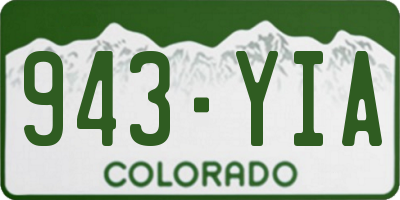 CO license plate 943YIA