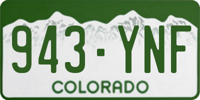CO license plate 943YNF