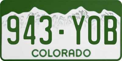 CO license plate 943YOB