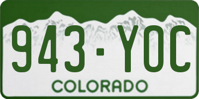 CO license plate 943YOC