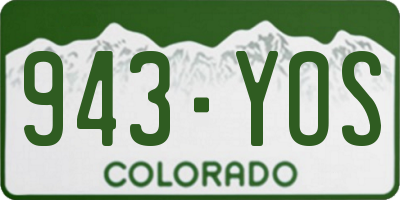 CO license plate 943YOS
