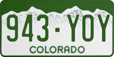 CO license plate 943YOY