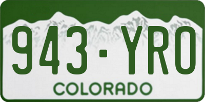 CO license plate 943YRO