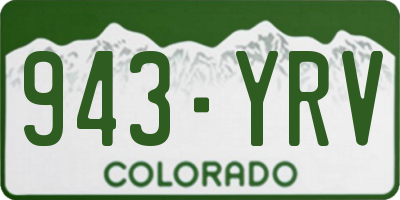 CO license plate 943YRV