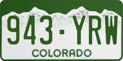 CO license plate 943YRW