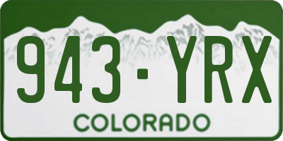 CO license plate 943YRX