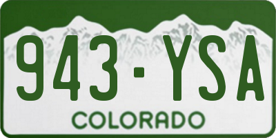 CO license plate 943YSA