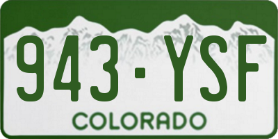 CO license plate 943YSF