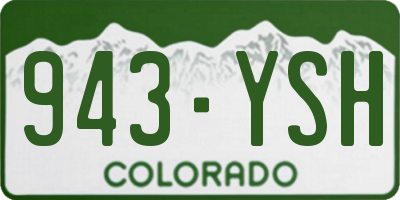 CO license plate 943YSH