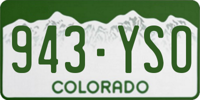 CO license plate 943YSO