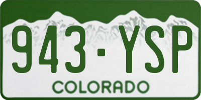 CO license plate 943YSP
