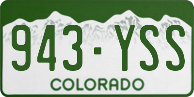 CO license plate 943YSS
