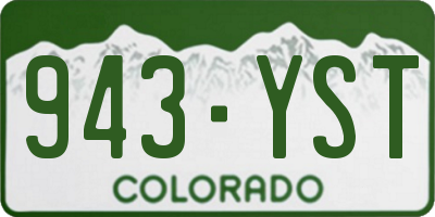 CO license plate 943YST