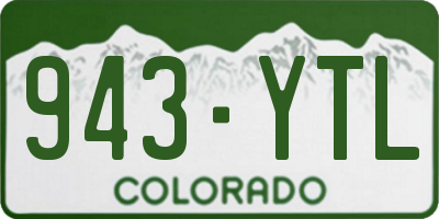 CO license plate 943YTL