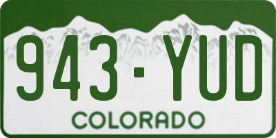 CO license plate 943YUD