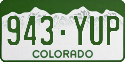 CO license plate 943YUP