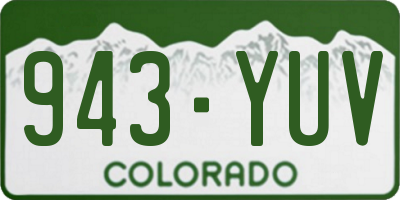 CO license plate 943YUV