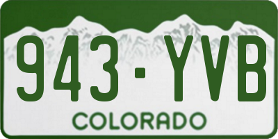 CO license plate 943YVB