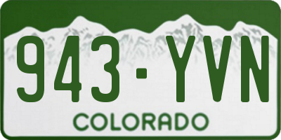 CO license plate 943YVN