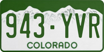 CO license plate 943YVR