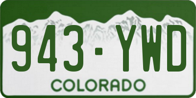 CO license plate 943YWD