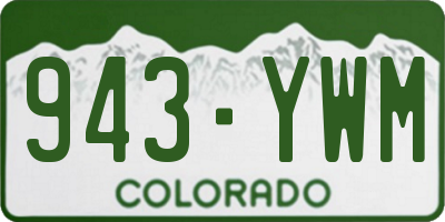 CO license plate 943YWM