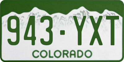 CO license plate 943YXT