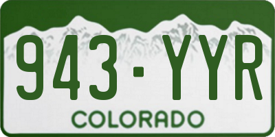 CO license plate 943YYR