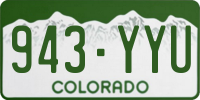 CO license plate 943YYU
