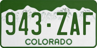 CO license plate 943ZAF
