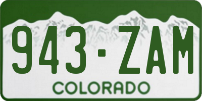 CO license plate 943ZAM