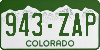 CO license plate 943ZAP