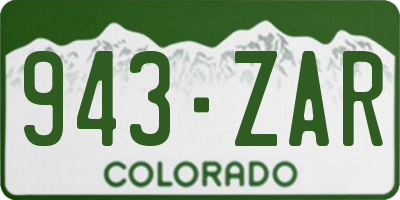 CO license plate 943ZAR